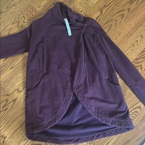 Purple Draped Cardigan with Asymmetrical Front